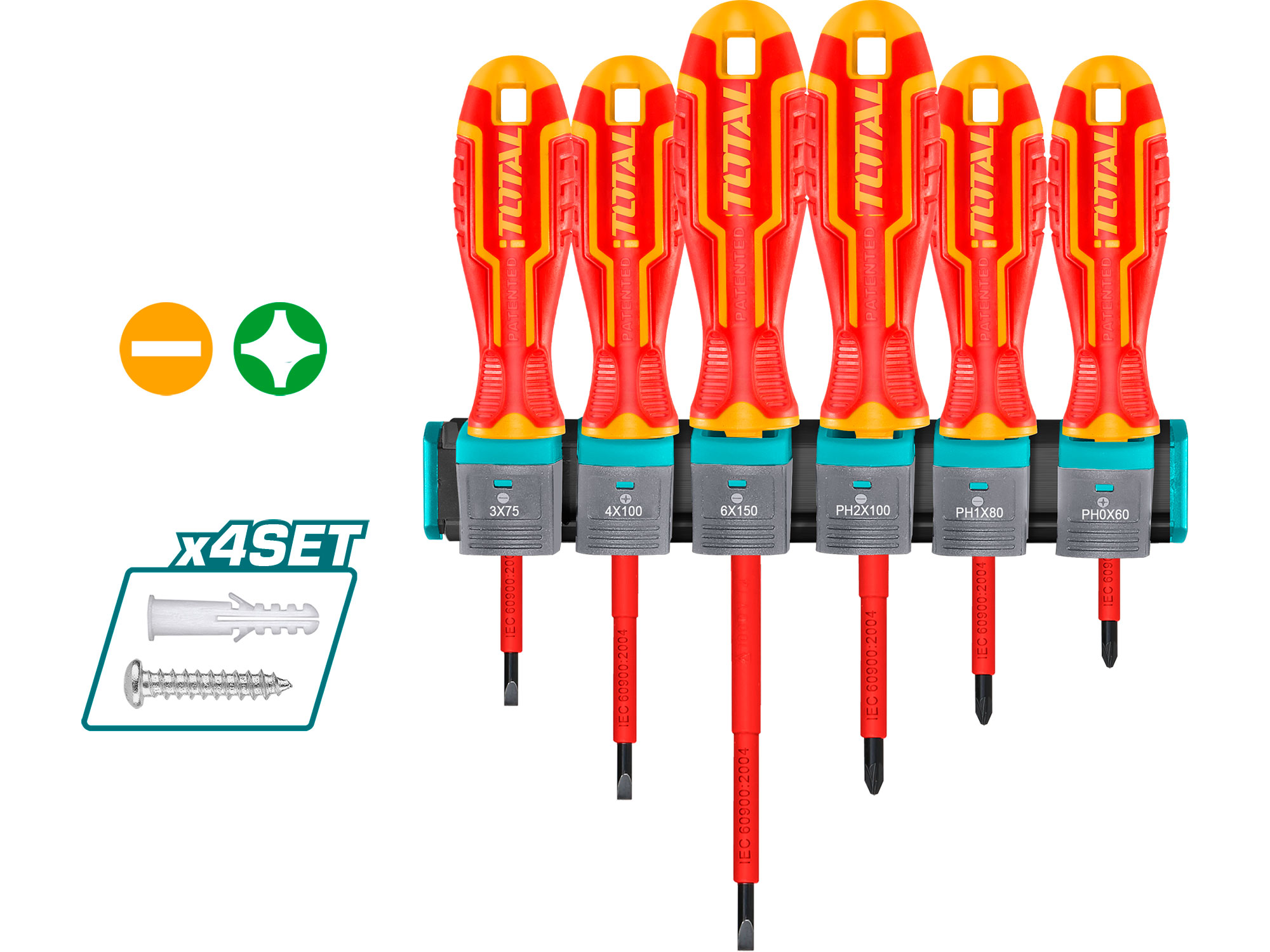 Screwdriver, set of 6, 1000 V, VDE, industry, CrV Screwdriver, set of 6, 1000 V, VDE, industry, CrV