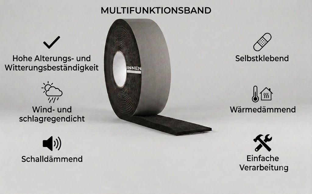 Multifunctional sealing tape 65/5-10 mm, black, 8m Multifunctional sealing tape 65/5-10 mm, black, 8m