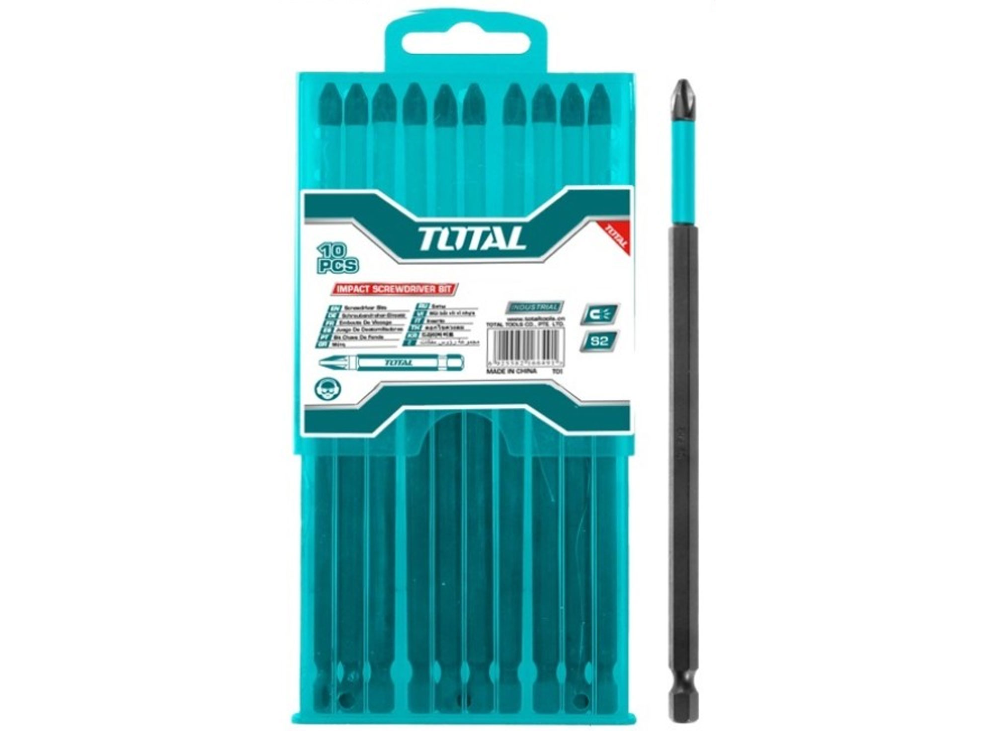 Total Impact screwdriver bits, 250 mm, S2, set of 10, industrial Total Impact screwdriver bits, 250 mm, S2, set of 10, industrial